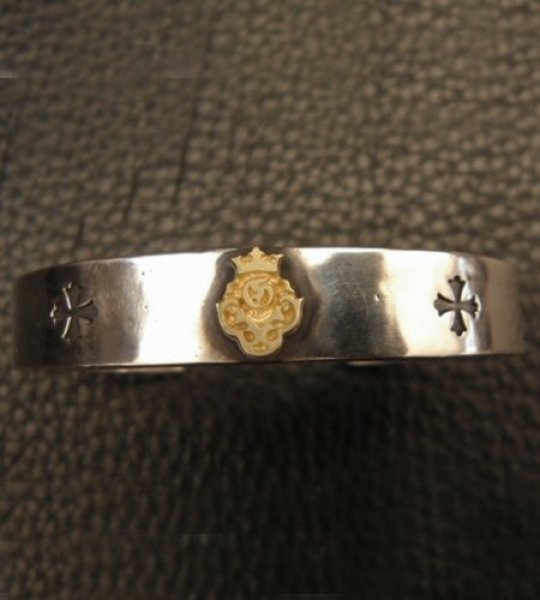 画像4: 18k Gold Raised G&Crown Flat Bar Bangle Bold (4)