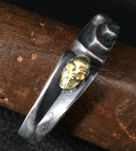 画像2: 18k Gold Skull On Master Gothic Bangle (2)