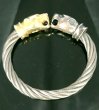 画像1: 10k Gold & Silver Panther Cable Wire Bangle (1)