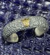 画像1: 18k Gold Raised G&Crown With 18mm Heavy Wide Chiseled Bangle (1)