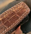 画像10: Crocodile Horn Back Leather Belt (Brown) (10)