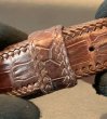 画像6: Crocodile Horn Back Leather Belt (Brown) (6)