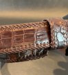 画像5: Crocodile Horn Back Leather Belt (Brown) (5)