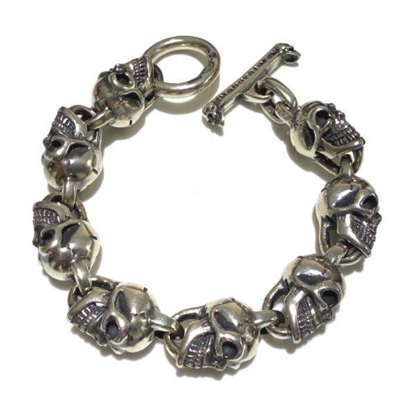 画像1: All Slant Head Skulls Link Bracelet (1)