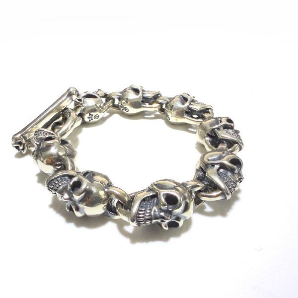 画像7: All Slant Head Skulls Link Bracelet (7)