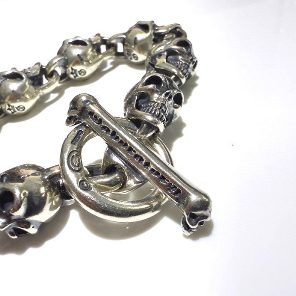 画像11: All Slant Head Skulls Link Bracelet (11)