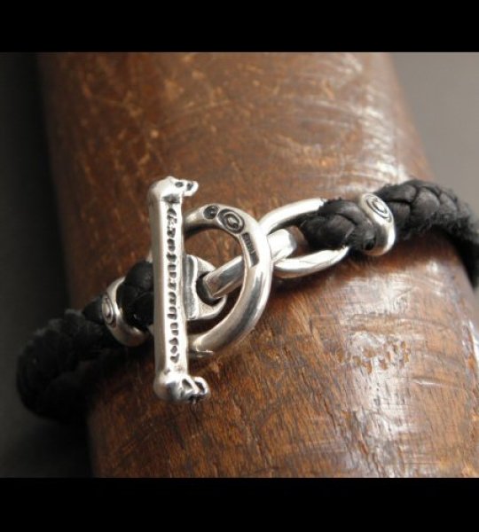 画像3: Quarter Skull On braid leather bracelet (3)