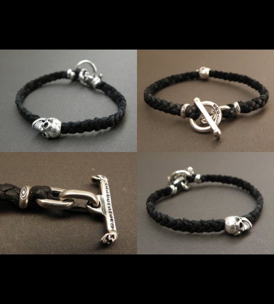 画像4: Quarter Skull On braid leather bracelet (4)