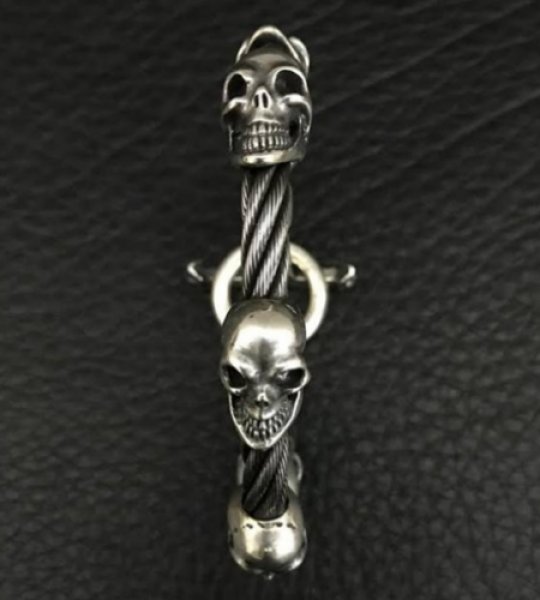 画像5: 5Skulls With stud bolo neck cable wire bracelet (5)