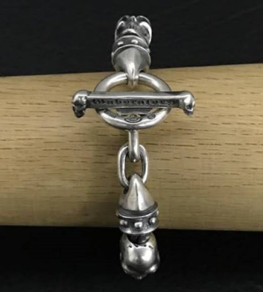 画像13: 5Skulls With stud bolo neck cable wire bracelet (13)