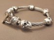 画像4: Quarter 5Skulls with stud bolo neck cable wire bracelet (4)
