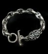 画像1: Half sculpted oval with half smooth anchor links bracelet (1)