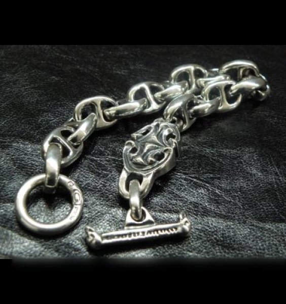 画像5: Half sculpted oval With half smooth anchor links bracelet (5)