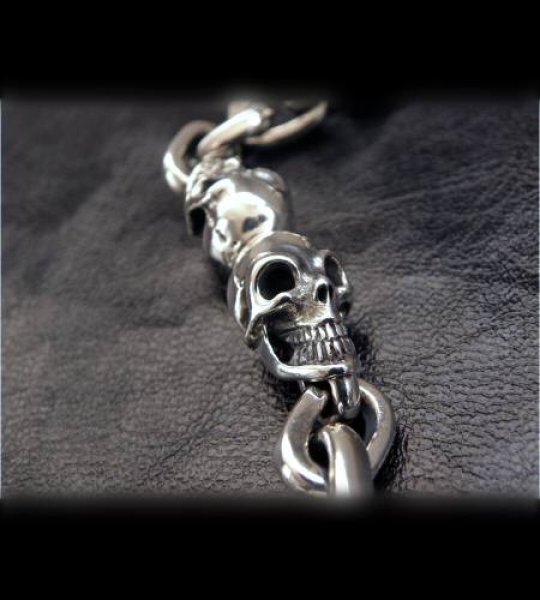画像8: W-face skull ID With small oval links bracelet (8)