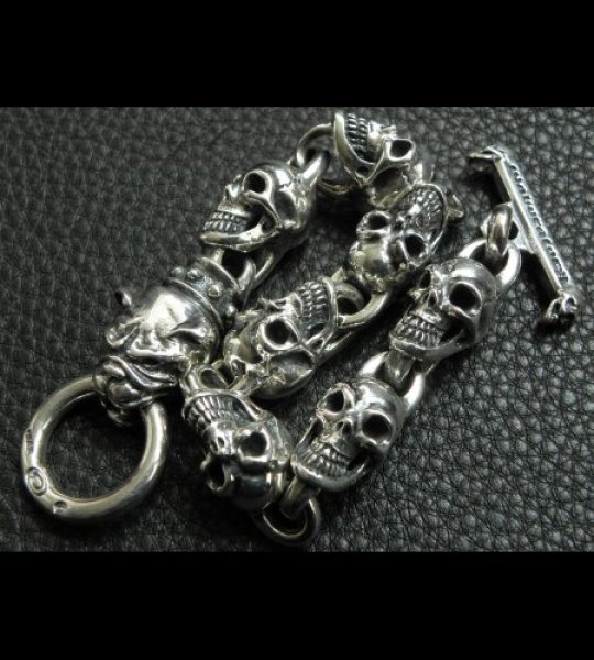 画像3: Stud Bolo Neck Old Bulldog With 7-Skull Links Bracelet (3)