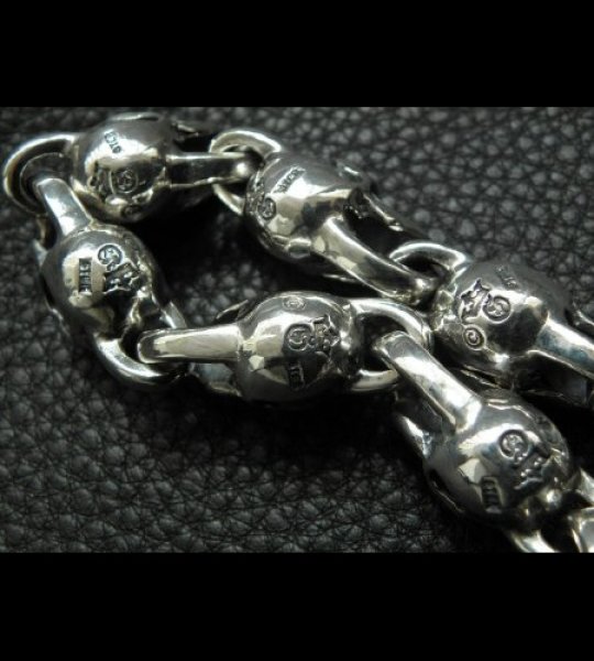 画像19: Stud Bolo Neck Old Bulldog With 7-Skull Links Bracelet (19)