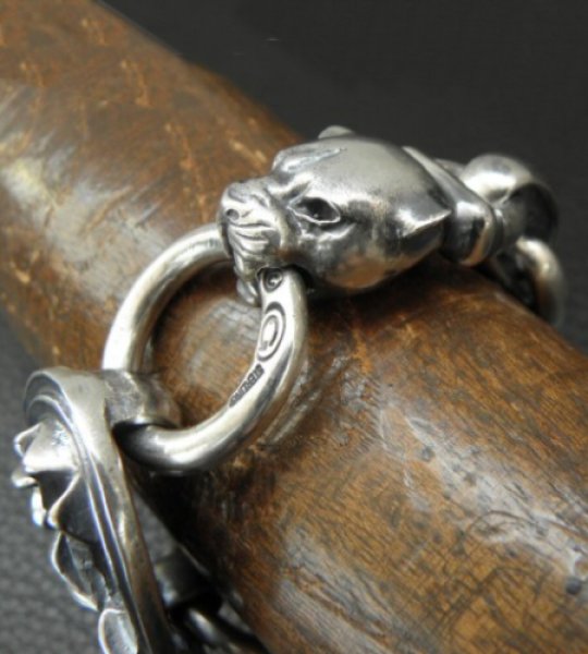 画像17: Sculpted Oval With 2medium Long Neck Panthers & Smooth H.W.O Anchor Links Bracelet (17)