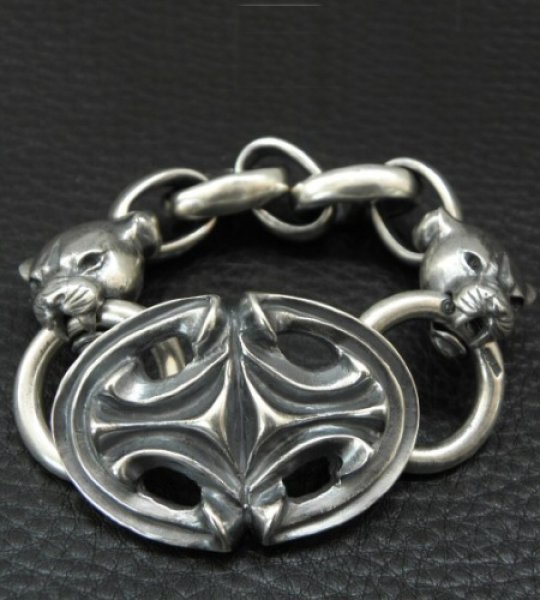 画像3: Sculpted Oval With 2medium Long Neck Panthers & Smooth H.W.O Anchor Links Bracelet (3)