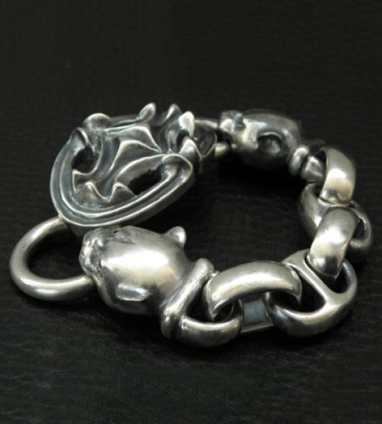 画像6: Sculpted Oval With 2medium Long Neck Panthers & Smooth H.W.O Anchor Links Bracelet (6)