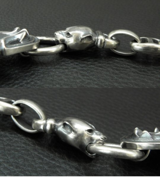 画像16: Sculpted Oval With 2medium Long Neck Panthers & Smooth H.W.O Anchor Links Bracelet (16)