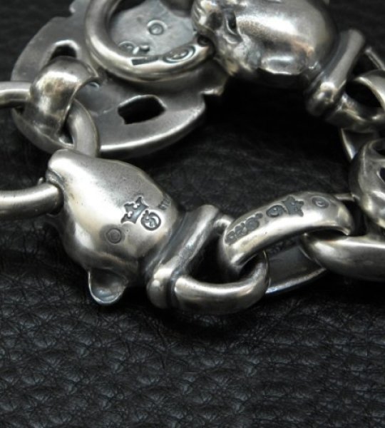 画像13: Sculpted Oval With 2medium Long Neck Panthers & Smooth H.W.O Anchor Links Bracelet (13)