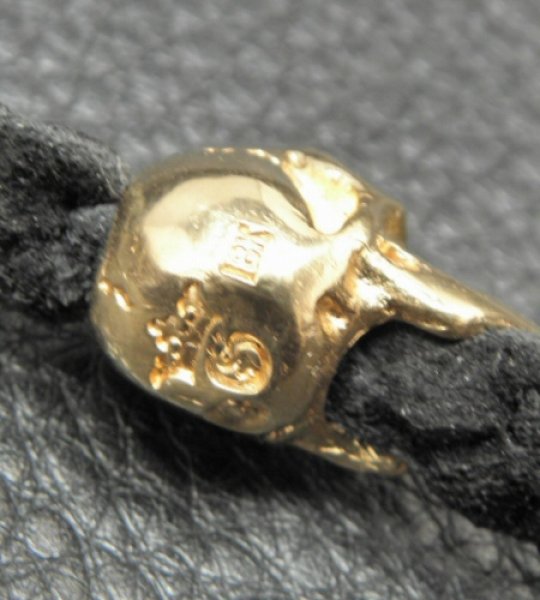 画像8: 18k Gold Single Skull In All Skull Links Braid Leather Bracelet (8)
