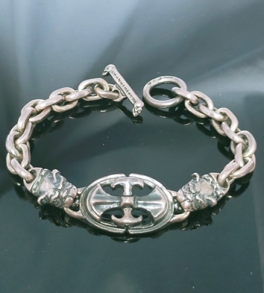 画像2: Quarter Battle AX Oval ID With 2 Quarter Old Bulldog & Small Oval Links Bracelet (2)