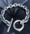 画像1: Small Oval &Textured Small Oval Chain Links Bracelet (1)