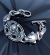 画像10: Skull On Sculpted Oval With 2 Panthers & H.W.O & Anchor Chain Links Bracelet (10)