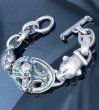 画像8: Skull On Sculpted Oval With 2 Panthers & H.W.O & Anchor Chain Links Bracelet (8)