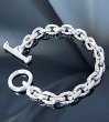 画像9: Half Small Oval & Chiseled Small Oval Chain Links Bracelet (Platinum Finish) (9)