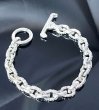 画像5: Half Small Oval & Chiseled Small Oval Chain Links Bracelet (Platinum Finish) (5)