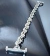 画像6: Half Small Oval & Chiseled Small Oval Chain Links Bracelet (Platinum Finish) (6)