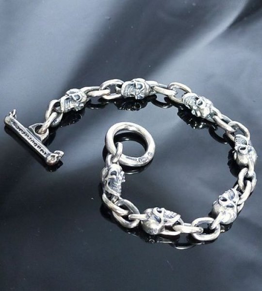 画像2: 1/8 Skull & Chain Links Bracelet (2)