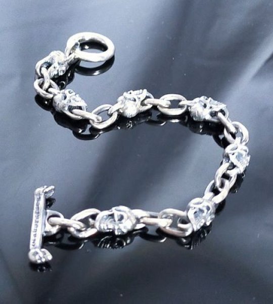 画像9: 1/8 Skull & Chain Links Bracelet (9)