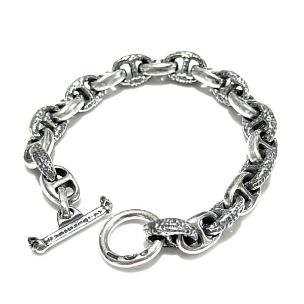 画像1: Quarter All Chiseled & Smooth Anchor Chain Links Bracelet  (1)