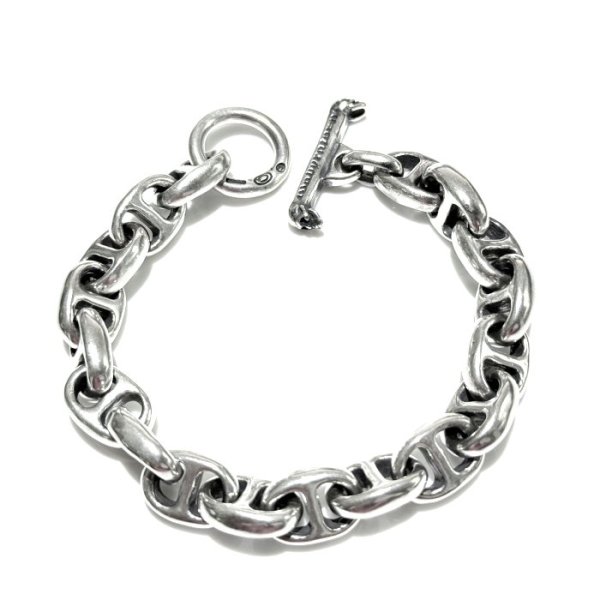 画像1: Half All Smooth Anchor Chain Links Bracelet  (1)