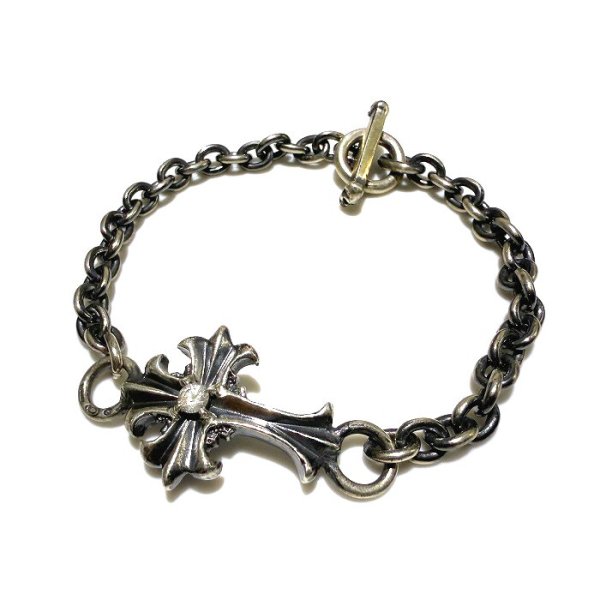 画像2: Diamond With Grooved Cross & 6Chain Bracelet (2)