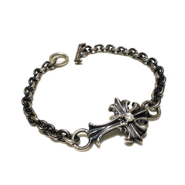 画像1: Diamond With Grooved Cross & 6Chain Bracelet (1)