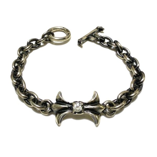 画像1: Diamond With Gothic Grooved Flare & 7Chain Bracelet (1)