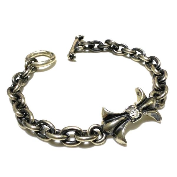 画像2: Diamond With Gothic Grooved Flare & 7Chain Bracelet (2)