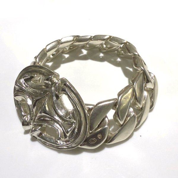 画像2: Sculpted Oval With Cuban Chain Bracelet (2)