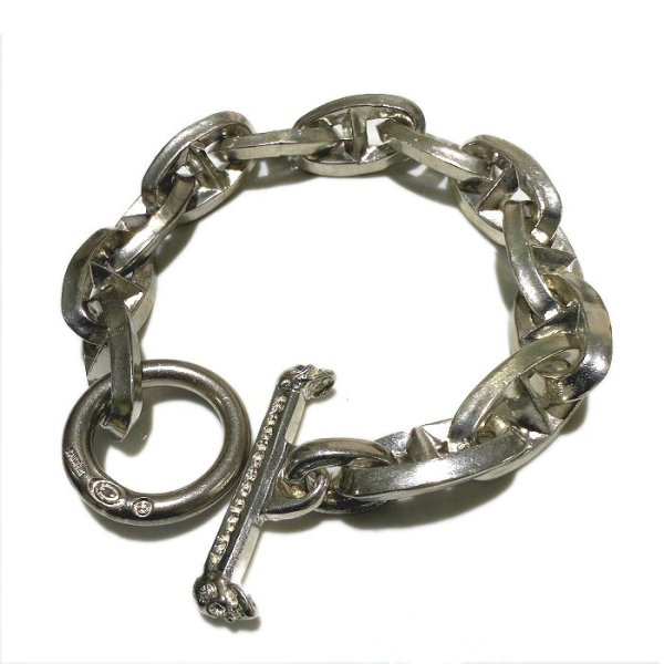画像1: Double Triangle Anchor Chain (Bold) Links Bracelet (1)