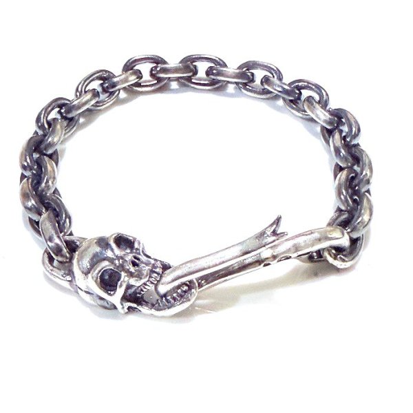 画像1: Skull Snake Tong Half Small Oval Bracelet (1)