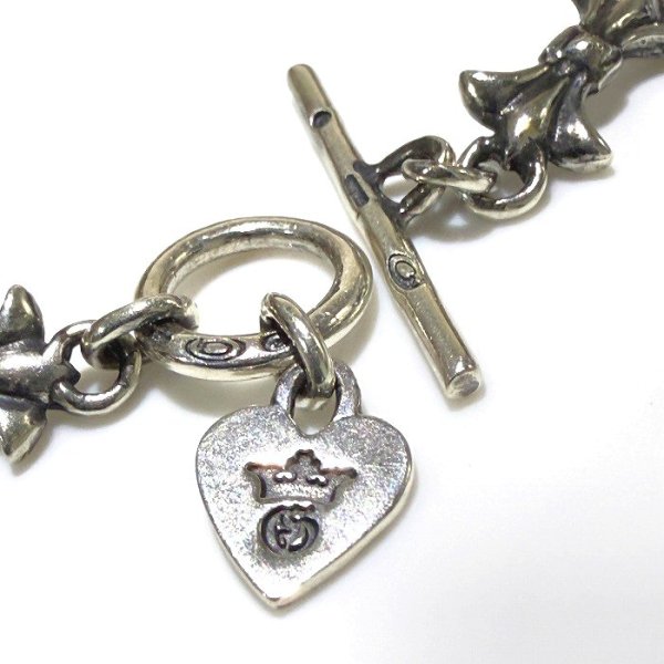 画像4: 1/32 Gothic Grooved Flare Links Bracelet With G&Crown Heart Chaem (4)