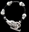 画像1: Half Snake Head With Skulls braid leather bracelet (1)