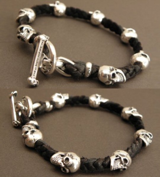 画像4: Quarter 7Skulls braid leather bracelet (4)