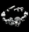 画像1: Skull On Snake With 2Skull On braid leather bracelet (1)