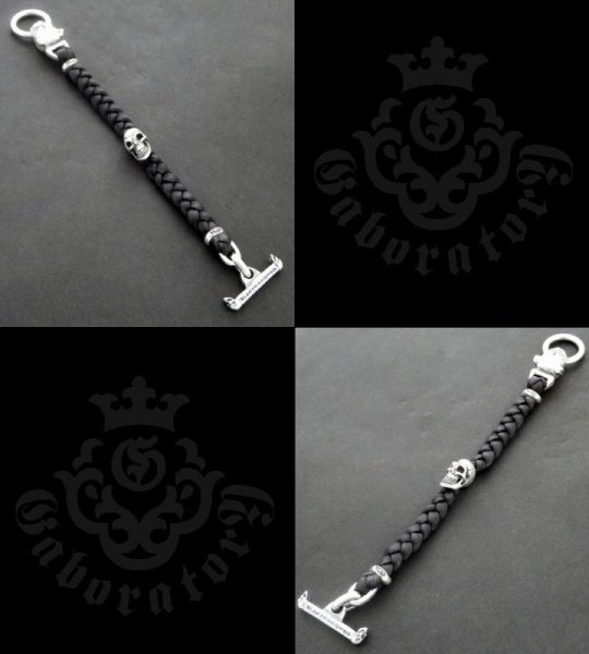 画像4: Bulldog & Skull on braid leather bracelet (4)