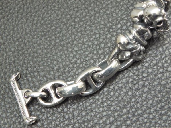 画像12: Skull On 4Heart ID With H.W.O & Anchor Links All Smooth Bracelet (12)